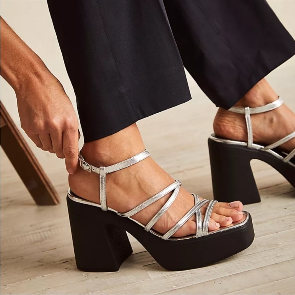 Free people strappy silver platforms